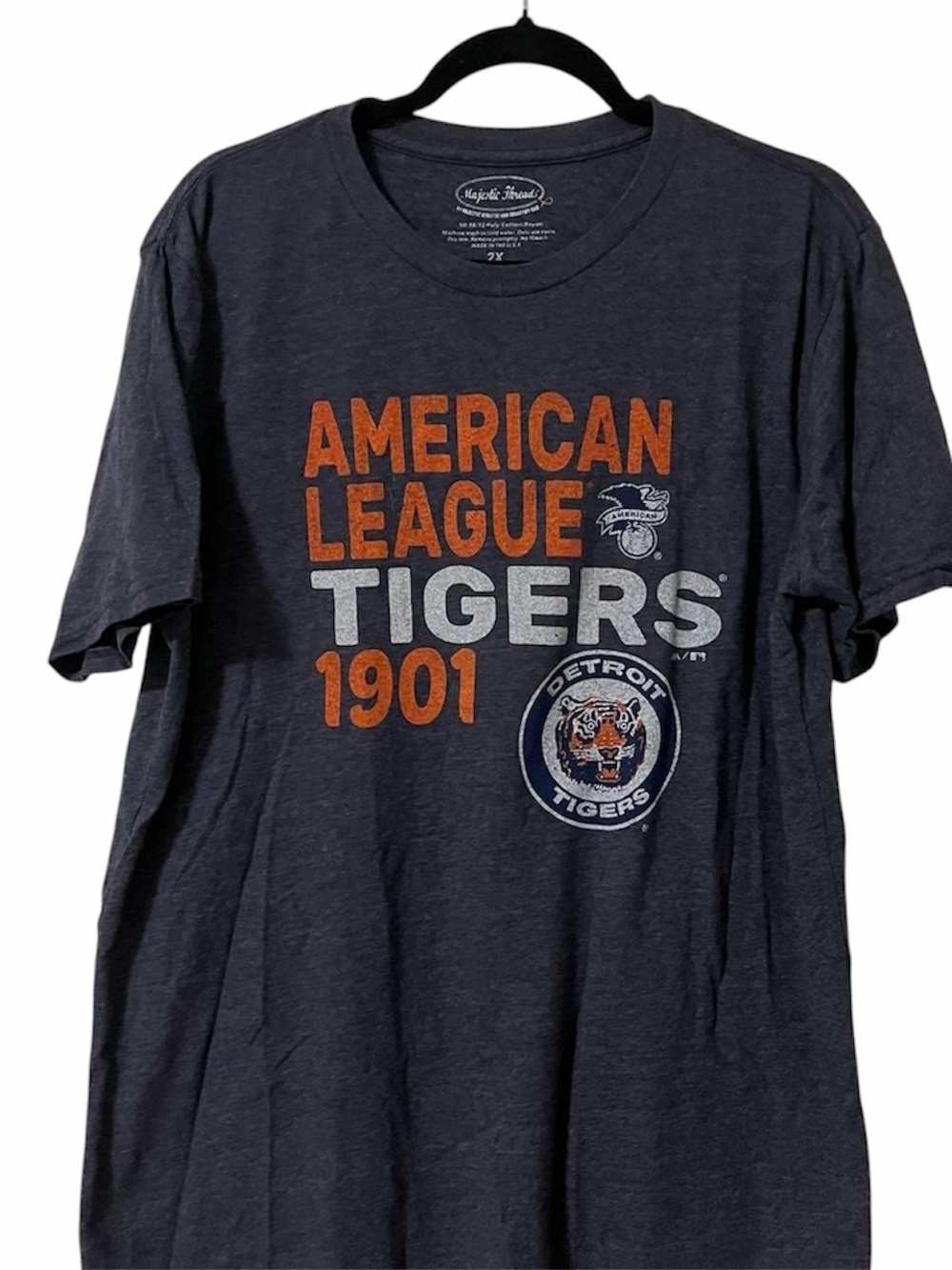 Detroit Tigers 'American League Tigers 1901' Graphic Tee MLB Baseball Size 2X